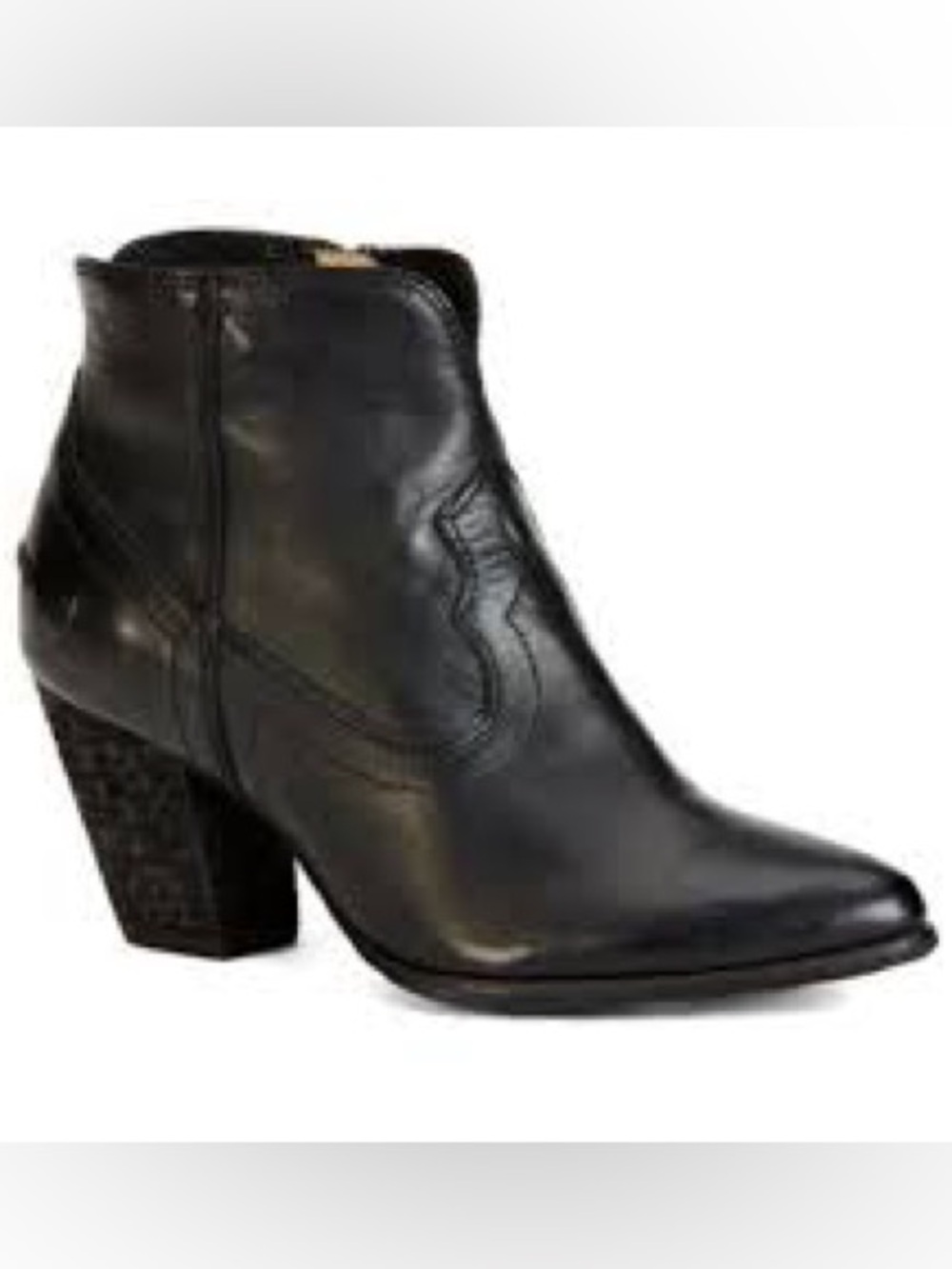 Frye Renee Seam Short Leather Stacked Heel Boots